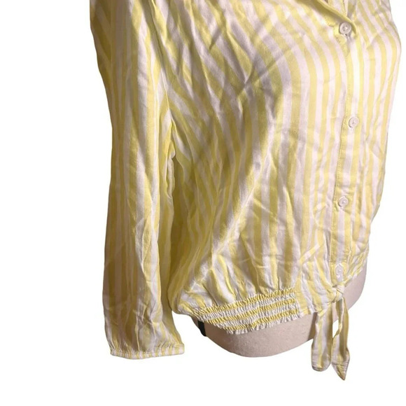 Beach Lunch Lounge Women’s Yellow Striped long sleeve Stretch Waistband Size M - Picture 5 of 13